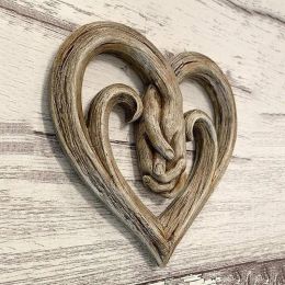 Sculptures Wooden Heart Holding Hands Wall Decor Sculpture Wall Art Handshake Pendant Craft Statue For Home Office Wall Decorations