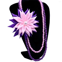 Choker Purple Pink Statement Pearl Chain College Women Social Group Kap Epsilon Psi Flower Soror Necklace Custom