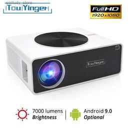 Other Projector Accessories TouYinger Q9 LED Home Theater 1080P Video Projector Full HD 7000 lumens (Android 9.0 Wifi Bluetooth optional) LCD Movie Beam Q240322