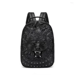 Backpack Fashion Women Men 3D Lion Leather Backpacks For School Teenagers Girls Boys Travel BookBag Preppy Daypack Mochilas