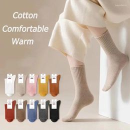 Women Socks Colour Quality Breathable Women's Female Cotton Stripe Antibacterial Daily Knitted Winter Autumn High Suit Solid Warm