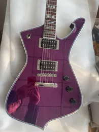 Iceman Paul Stanley Use Style Purple Mirror Electric Guitar Pickguard Abalone Body Binding Chrome Hardware