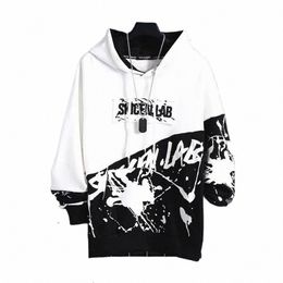 trendy Autumn Hoodie 3D Cutting Skin-Touch Gym Hoodie Hip Hop Style Colour Matching Letter Print Hoodie 95fy#