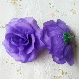 Decorative Flowers 10PCS/Lot 8CM Purple Violet Colour Artificial Rose Silk Flower Heads DIY Wedding Home Decoration Festive Party Supplies