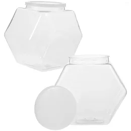 Storage Bottles 2 Pcs Candy Cookie Jar Shelves Clear Tea Jars Plastic Sweet Airtight Food Containers Biscuit For