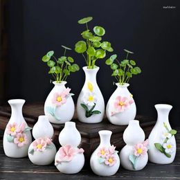 Vases Handmade Pinch Flowers Vase White Porcelain Hydroponics Flower Plant Arrangement Desktop Ornaments Home Decoration