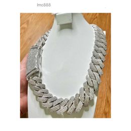 25mm Miami Cuban Link Chain Vvs Moissanite Diamond Stubbed 925 Sterling Silver White Gold Plated 18-24