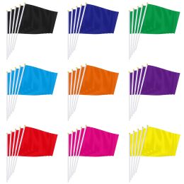 Accessories 14*21cm Small Solid Colour Hand Flag, Red Orange Yellow Green Blue Purple Black White Handheld Mini Plain Flag Party Decor Gifts