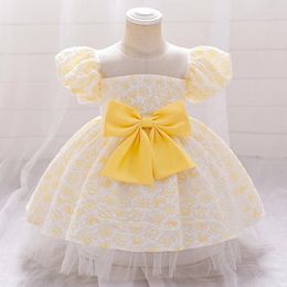 Girl Dresses Summer Toddler Short Sleeve 1 Year Birthday Dress For Baby Clothes Baptism Printing Princess Girls Party Gown