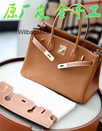 Women Handbag BK L Handbag Three in One Peige Private Handmade Saddle Leather 30 Gold Brown Womens Bag