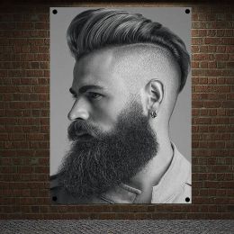 Accessories Fashioned Beard Hairstyles for Men Posters Wall Sticker Hair Salon Barber Shop Home Decor Canvas Painting Wall Hanging E5