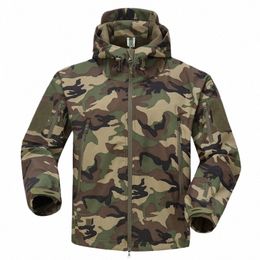 outdoor Tactical Hiking Jacket Men Shark Skin Soft Shell Clothes Windbreaker Male Flight Pilot Hood Military Fleece Field Jacket 79MA#