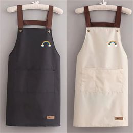 Kitchen Household Waterproof and Oilproof Mens Womens Apron Korean Version Japanese Work Housework Overalls 240325