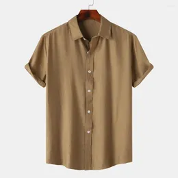 Men's Casual Shirts Short Sleeve Summer Shirt Stylish Lapel Collar With Seamless Design Stretchy Fabric For Comfortable Business