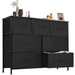 Sweetcrispy Dresser, Dresser Bedroom, Stand Storage Tower 7 Drawers, Chest of Drawers with Fabric Bins, Wooden Top TV Up to 45 Inch, for Kid Room, Closet