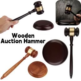 Hammer Wooden Auction Hammer Long Handle with Sound Block Set Lawyer Sale Auction Hammer Loud Sound Lawyer Meeting Gavel Desk Accessory