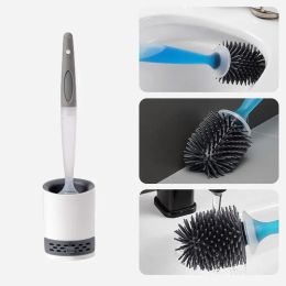 Brushes Toilet Brush With Dispenser Holder Detergent Refillable Toilet Brush Set Silicone TPR Brush for Corner Cleaning Tools Bathroom