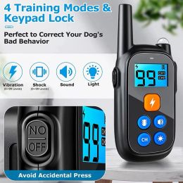 Collars Pet Dog Training ECollar Adjustable Shock Vibration Levels Anti Bark Electric Shock Collar No Bark Collar Dog Training Supplies