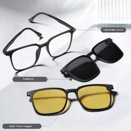 Sunglasses Fashionable 3-In-1 Anti-Blue Glasses Polarised Clips Frame Eyeglasses Men Women Optical Night Driving Glass