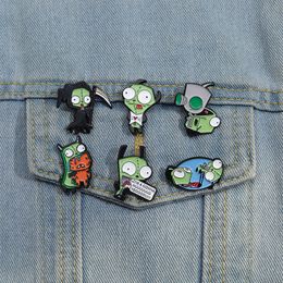 Invader ZIM Brooch Enamel Pins Funny Cartoon Animation Metal Badges Lapel Accessories Jewelry Pin Gift for Kids