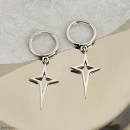 Hoop Earrings Simple Small Smooth Tiny Huggies With Hollow Cross Star Pendants Female Dangle Earring Cute Piercing Gifts