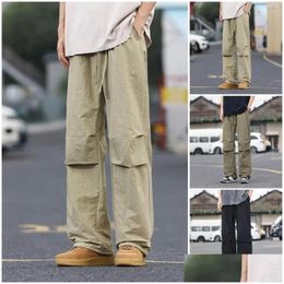 Pantaloni da uomo Pantaloni con stringhe in vita elastica per uomo Cargo con tasche multiple Consegna giornaliera Abbigliamento Abbigliamento Othdu