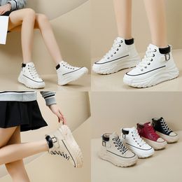 NEW Positive High top shoes spring and autumn vintage women's shoes thick soled small white shoes leisure sports board shoes GAI