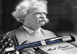 LGP Luxury pen Distinguished Writer Mark Twain Rollerball Ballpoint Pens Ice Crack Black Blue Wine Red Resin Engrave With Serial N9599492