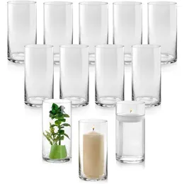 Vases Set Of 12 Glass Cylinder 8 Inch Tall - Multi-use: Pillar Candle For Wedding Decoration Home Room Decor Vase Flower