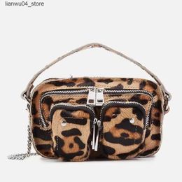 Evening Bags 2024 Fashion Leopard Shoulder Bag Thick Chain Underwear Bag Suitable for Female Brand Designers Handbags and Wallets Womens Crossover Q240225