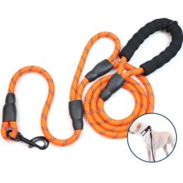 Leashes Dog Leash Double Handle Leashes for Dog Walking Pullresistant Dogs Leash Strong Ropes Reflective Dogs Leashes Pet Accessoires