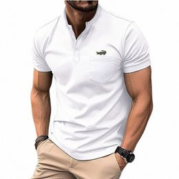 men's Summer Hot Sale New Casual Short-sleeved POLO Shirt Lapel Slim Fitting Fi High-quality Brand Tops T-shirt T8bz#