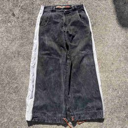 Men's Jeans Hip Hop Punks new Jnco Y2k bagged jeans patch work retro ultra wide leg denim pants for womens Gothic wide Trousers street clothingL2403