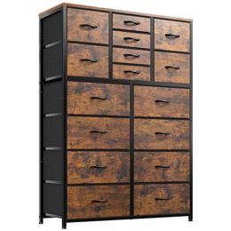 Enhomee 16 Drawer, Dressers & Chests of Drawers, Tall Bedroom, Bedroom Furniture Drawer for Closet Entryway, Dresser Organiser with Fabric Bins