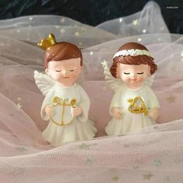 Decorative Figurines 2pcs/set Europe Styles Resin Angel Cute Miniature Children's Birthday Party Cake Decorations Home Accessories