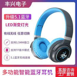 Headphones Earphones Fengxing HZ-BT633 Headworn Bluetooth with Glowing Colorful Heavy Bass Gaming Phone and Computer H240326