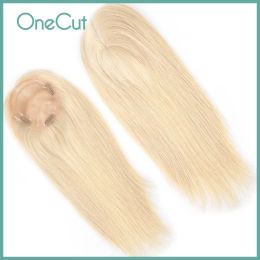 Toppers European Virgin Women Topper Mono Wig Straight 100% Real Virgin Hair Women Toupee Natural Hairline Pure Color Replacement System