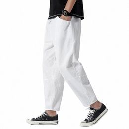 100% Cott Summer Casual Pants Man Trendy Japanese Cropped Pants Loose Pants Men 5xl 49Nc#
