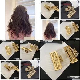 Hair Clips Barrettes Luxury Designer Womens Girls Gold Hairpin Brand Classic Versatile Leisure Hairclips Fashion Crystal Pearl Letter Dhgsa