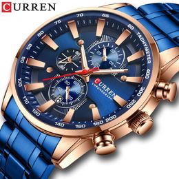 New Chronograph Quartz Men's Watch CURREN Stainless Steel Date Wristwatch Clock Male Luminous Watches Relogio Masculino272n