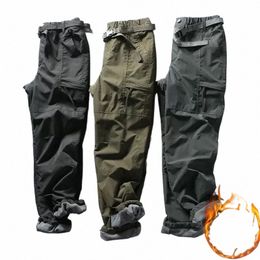 s-6xl Tooling Pants Thick Waterproof Fleece Cargo Pants Men Women Winter Outdoor Multi-pockets Loose Straight Overall Trousers d3rs#