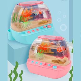 Tanks Artificial Fish Tank Mini with Light with Music Interactive Play House