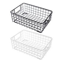 Baskets Metal Wire Storage Basket with Handle Iron Fruit Sundries Container Organiser