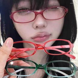 Sunglasses Y2K Style Women's Anti Blue Light Eyeglasses Retro Green Oval Fashion Small Frame Glasses Square Box Eyewear Spectacles