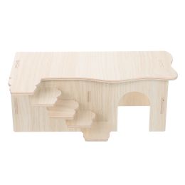 Cages Hamster House Wood Small Pet Hide Decorative Nest Wooden Hiding Toy Maze Mouse Multifunctional Hideout