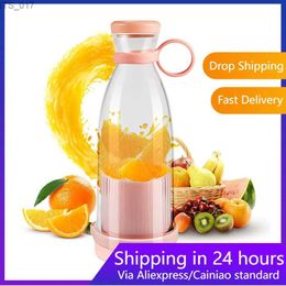 Juicers Rechargeable mixer fresh fruit juice maker blue/pink USB portable juice bottle mini fast electric mixer smoothie ice makerL2403