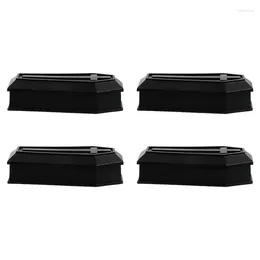 Decorative Figurines 4pcs Plastic Coffin Boxes Funny Adornments Prank Props Halloween Trickery Desktop Black Model Decor