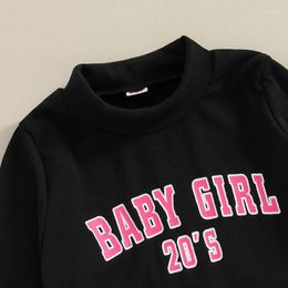 Clothing Sets Kid Baby Girls 2pcs Jog Sweatsuit Set Long Sleeve Lettered Pullover Elastic Pockets Pink Cargo Pants 4-7Y