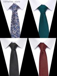 Neck Ties Neck Ties Brand new 100% silk mens tie 7.5cm blue neckline green and orange silk Gravatas mens Paisley flowers suitable for wedding workplace slimming Y240325