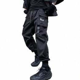 2022 Autunno Multi tasche Ribb Bandage Techwear Cargo Pants Mens Harajuku Street Hip Hop Pantaloni sportivi Pantaloni sportivi all'aria aperta M34k #